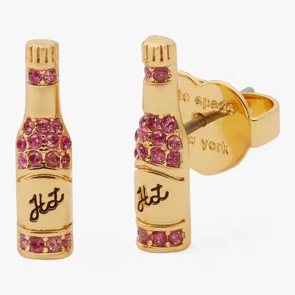 Brand new Kate Spade Spice It Up Gold and Pink Stud Earrings